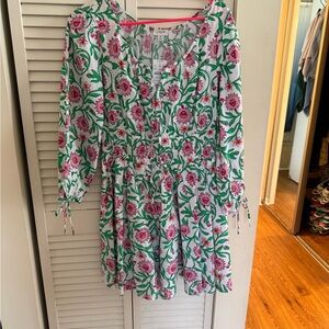 J. Crew Pink and Green Floral Dress